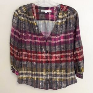 100% SILK multicolored TRINA TURK Blouse